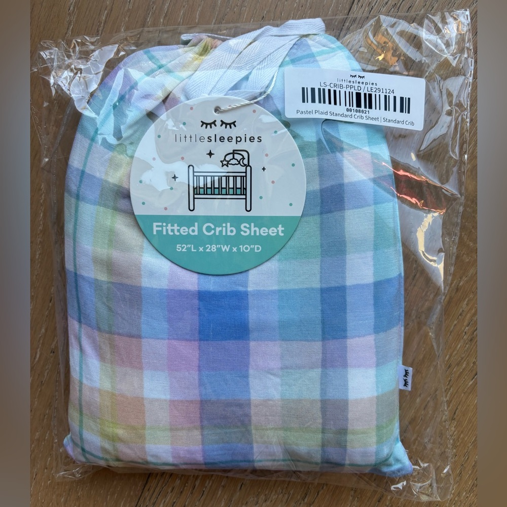 Little Sleepies pastel plaid Fitted Crib Sheet NWT